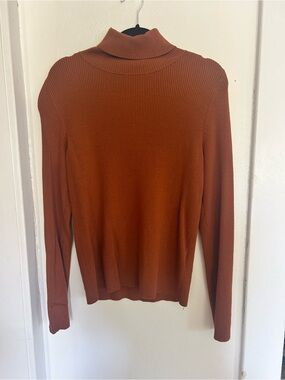 Anthropologie Ribbed Turtleneck Sweater - Rust Orange